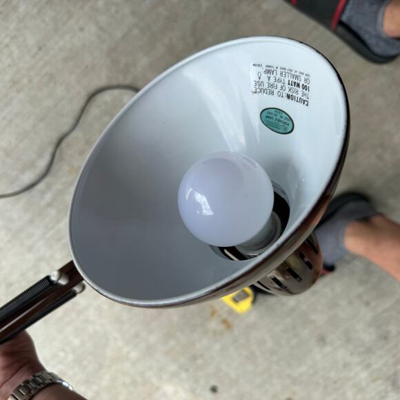 Vintage Underwriters Laboratories Portable Desk Lamp Articulating Arm Brown MCM - Picture 5 of 5